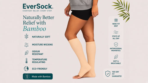 EverSock Bamboo Open Toe Compression Socks Beige — Naturally Better Relief with Bamboo